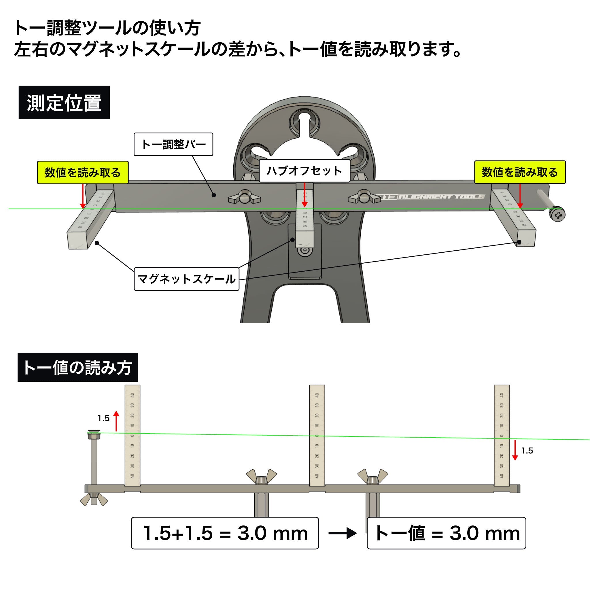おもちゃ グッズ （取引条件調整中） トー調整工具｜ストリング法でトーをミリ測定・調整｜813 アライメント